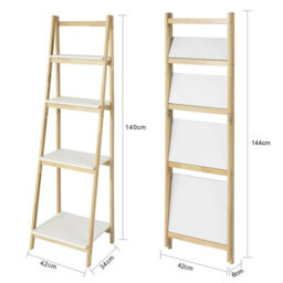 Sobuy Frg162-N, 4 Tiers Foldable Ladder Shelf Bookcase, Storage Display Shelving Unit, Wood Veneer,w41.5Xd34.5Xh140 - thumbnail 3