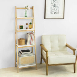 Sobuy Frg162-N, 4 Tiers Foldable Ladder Shelf Bookcase, Storage Display Shelving Unit, Wood Veneer,w41.5Xd34.5Xh140 - thumbnail 7