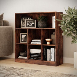 Urbn-Living Urbnliving 94Cm Height 7 Cube Rustic Brown Wooden Bookcase Shelving Display Storage Cabinet Shelves Unit - thumbnail 2