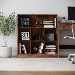 Urbn-Living Urbnliving 94Cm Height 7 Cube Rustic Brown Wooden Bookcase Shelving Display Storage Cabinet Shelves Unit