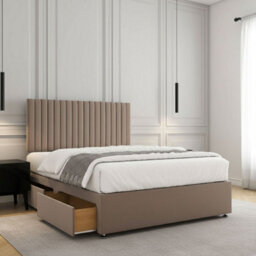 REGIONAL FURNISHINGS Divan Bed Set Mink Plush Velvet Upholstered With 24Inch Headboard & 2Drawers Sameside & No Mattress In 3Ft 4Ft 4Ft6 5Ft 6Ft - thumbnail 2