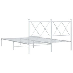 Berkfield Metal Bed Frame Without Mattress With Headboard White 140X190Cm - thumbnail 6