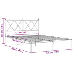 Berkfield Metal Bed Frame Without Mattress With Headboard White 140X190Cm - thumbnail 8