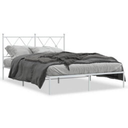 Berkfield Metal Bed Frame Without Mattress With Headboard White 140X190Cm - thumbnail 2