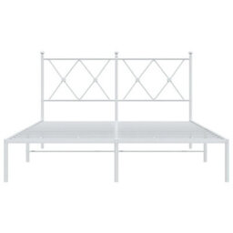 Berkfield Metal Bed Frame Without Mattress With Headboard White 140X190Cm - thumbnail 4