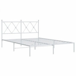 Berkfield Metal Bed Frame Without Mattress With Headboard White 140X190Cm - thumbnail 3