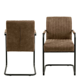 Wyld Haus Set Of 2 Helsinki Light Brown Upholstered Dining Chairs With Ribbed Back - thumbnail 3