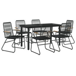 Berkfield 7 Piece Garden Dining Set Black Pvc Rattan - thumbnail 3