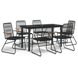 Berkfield 7 Piece Garden Dining Set Black Pvc Rattan - thumbnail 2