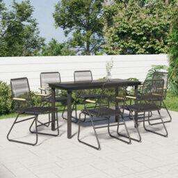 Berkfield 7 Piece Garden Dining Set Black Pvc Rattan - thumbnail 1