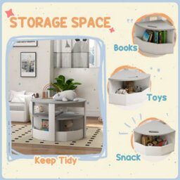 Aiyaplay Five-Piece Kids Table And Chairs Set W/ Storage For 3-8 Years, Grey - thumbnail 6