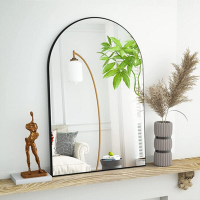 Living And Home Black Arched Wall Mounted Framed Bathroom Mirror 400 X 600 mm - image 1