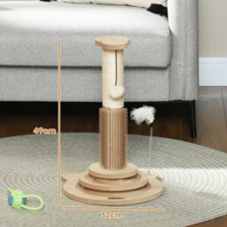 Pawhut Cat Scratcher, 5-In-1 Sisal Post With Interactive Toy 49Cm Oak Tone - thumbnail 3
