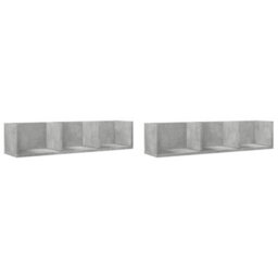 Berkfield Wall Cabinets 2 Pcs Concrete Grey 75X18X16.5 Cm Engineered Wood - thumbnail 2
