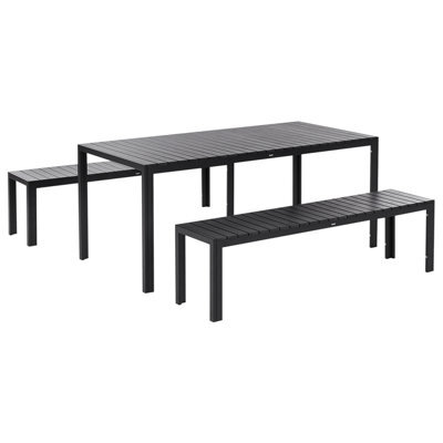 Beliani Garden Dining Set With Benches 6 Seater Nardo Black - image 1