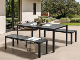 Beliani Garden Dining Set With Benches 6 Seater Nardo Black - thumbnail 2