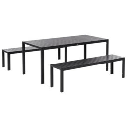 Beliani Garden Dining Set With Benches 6 Seater Nardo Black - thumbnail 1