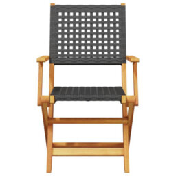 Berkfield Folding Garden Chairs 8 Pcs Black Poly Rattan And Solid Wood - thumbnail 4