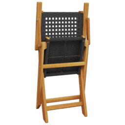 Berkfield Folding Garden Chairs 8 Pcs Black Poly Rattan And Solid Wood - thumbnail 7