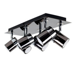 Valuelights Rosie Modern Rectangular 6 Way Adjustable Ceiling Spotlight In Black Chrome Finish