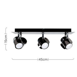 Valuelights Rosie Modern Rectangular 6 Way Adjustable Ceiling Spotlight In Black Chrome Finish - thumbnail 7