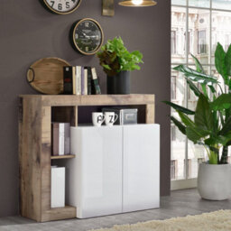 FurniComp LTD Furnicomp Lorenzo 2 Door White Gloss And Pero Oak Sideboard - thumbnail 1