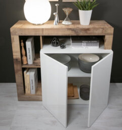 FurniComp LTD Furnicomp Lorenzo 2 Door White Gloss And Pero Oak Sideboard - thumbnail 3