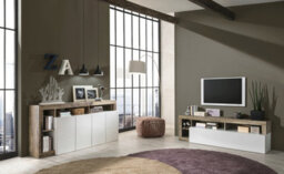 FurniComp LTD Furnicomp Lorenzo 2 Door White Gloss And Pero Oak Sideboard - thumbnail 6