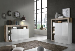 FurniComp LTD Furnicomp Lorenzo 2 Door White Gloss And Pero Oak Sideboard - thumbnail 7