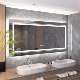 Luvodi 1400X700mm Large Led Illuminated Bathroom Mirror Anti-Fog Lights Dimmable Led Mirror