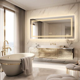 Luvodi 1400X700mm Large Led Illuminated Bathroom Mirror Anti-Fog Lights Dimmable Led Mirror - thumbnail 7