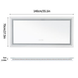 Luvodi 1400X700mm Large Led Illuminated Bathroom Mirror Anti-Fog Lights Dimmable Led Mirror - thumbnail 2