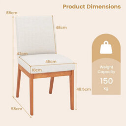 Modern Kitchen Chair Set Of 2 Armless Dining Chair-Beige - thumbnail 2