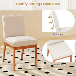 Modern Kitchen Chair Set Of 2 Armless Dining Chair-Beige - thumbnail 5