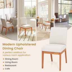 Modern Kitchen Chair Set Of 2 Armless Dining Chair-Beige - thumbnail 4