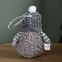Samuel Alexander 16Cm Grey Gonk With Bobble Hat Hanging Christmas Pendant Decoration - thumbnail 3