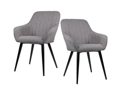 Aspect Furniture Set Of 2 Windsor Modern Accent Arm Chairs/dining Chairs,grey Fabric - image 1