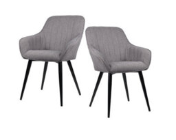 Aspect Furniture Set Of 2 Windsor Modern Accent Arm Chairs/dining Chairs,grey Fabric - thumbnail 2