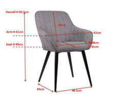 Aspect Furniture Set Of 2 Windsor Modern Accent Arm Chairs/dining Chairs,grey Fabric - thumbnail 7