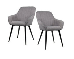 Aspect Furniture Set Of 2 Windsor Modern Accent Arm Chairs/dining Chairs,grey Fabric - thumbnail 1