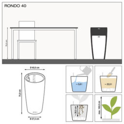 75Cm Tall Planter, White Plastic Self-Watering Large Plant Pot With Water Level Indicator Lechuza Rondo D40 H75 Cm - thumbnail 9