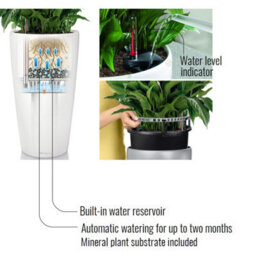 75Cm Tall Planter, White Plastic Self-Watering Large Plant Pot With Water Level Indicator Lechuza Rondo D40 H75 Cm - thumbnail 2
