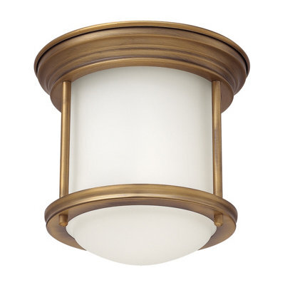 Luminosa Lighting Elstead Hinkley Hadrian 1 Light Flush Mount Brushed Bronze With Opal Glass Ip44 - image 1