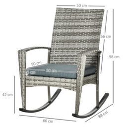 Wyld Haus Noreke Set Of 2 Light Grey Rattan Garden Rocking Chairs With Cushions - thumbnail 3