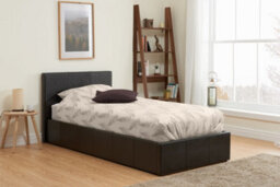 Save On Goods UK 3Ft Single Brown Faux Leather Ottoman Gas Lift Up Ottoman Storage Bed Frame. Faux Leather - thumbnail 2
