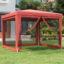 Berkfield Party Tent With 4 Mesh Sidewalls Red 3X3 M Hdpe - thumbnail 1