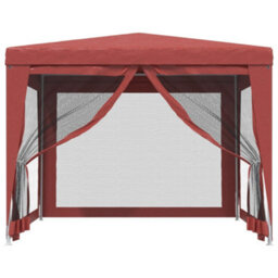 Berkfield Party Tent With 4 Mesh Sidewalls Red 3X3 M Hdpe - thumbnail 3