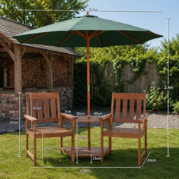 Samuel Alexander Rydal 2 Seater Wooden Love Seat & 2.7M Green Parasol Set - thumbnail 2