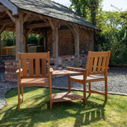 Samuel Alexander Rydal 2 Seater Wooden Love Seat & 2.7M Green Parasol Set - thumbnail 5