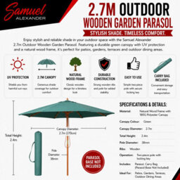 Samuel Alexander Rydal 2 Seater Wooden Love Seat & 2.7M Green Parasol Set - thumbnail 8